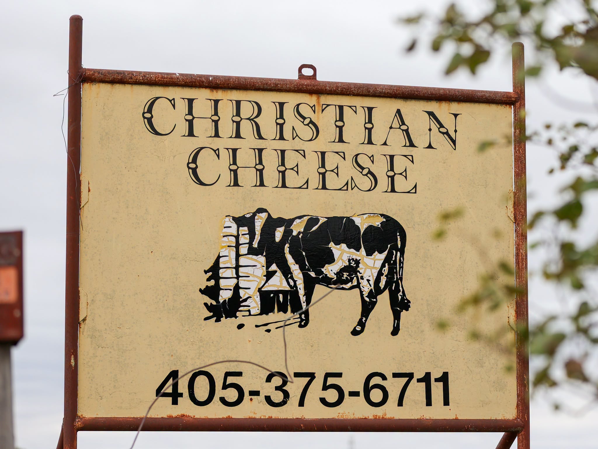 The original Christian Cheese sign in Kingfisher, Oklahoma